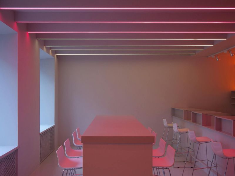 Minimalist workout space with neon accents